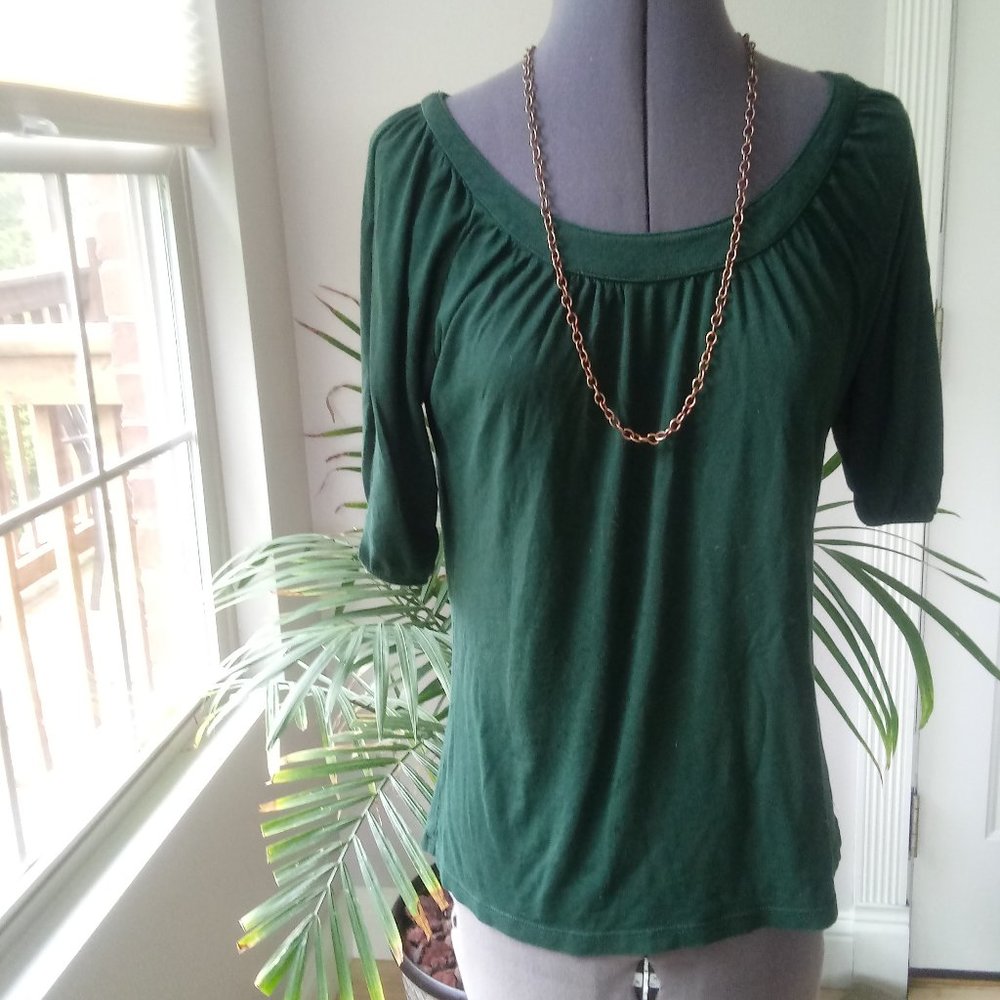 GAP Forest Green Scooped Neck Tee - Picture 2 of 7